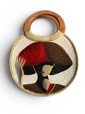 Hand-Painted Round Woven Bayong Bag